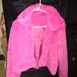 Vibrant Pink Faux Fur Jacket